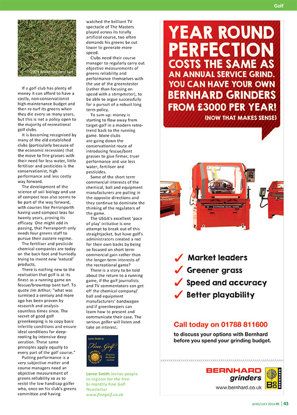 pitchcare magazine a return to a running game